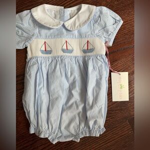 Cecil & Lou Blue Stripe Smocked Sailboat Bubble